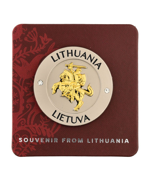 Apvalus metalinis magnetas su Vyčiu ir užrašu Lietuva Lithuania